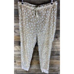 Secret Treasures Women's Sz XL Lounge Pants Beige Gold Leopard Print Drawstring